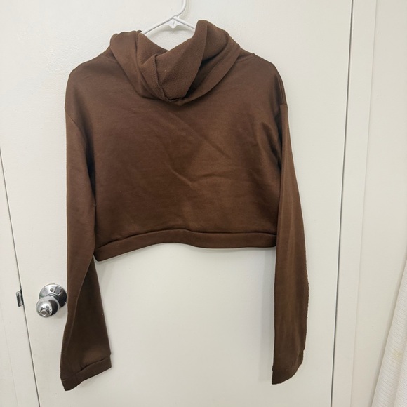 EGO Chocolate Brown Cropped Hoodie - Picture 3 of 3